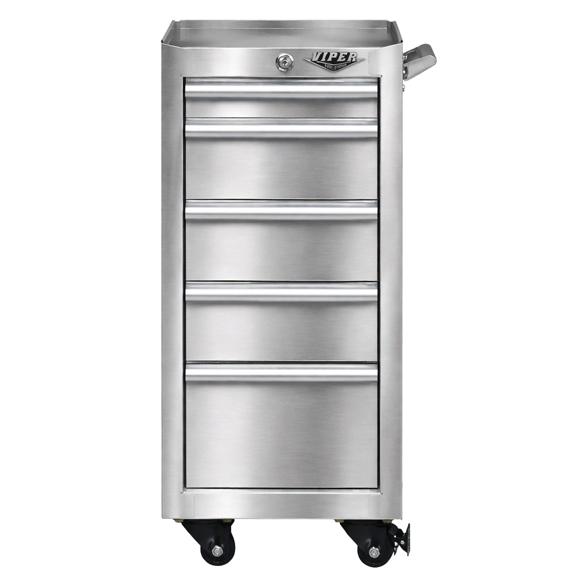 Viper Tool Storage 5-Drawer Stainless Steel Rolling Tool/ Salon Cart, Model# V1605SSR